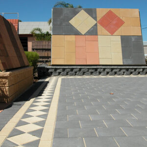 Courtyard Paver | Charcoal with Limestone Diamond Pattern