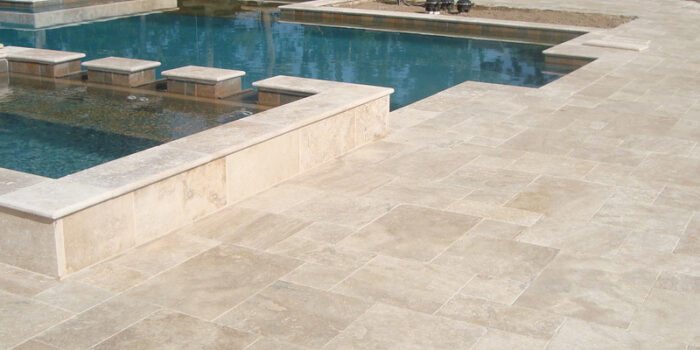 Super Light Travertine Pool Pavers French Pattern