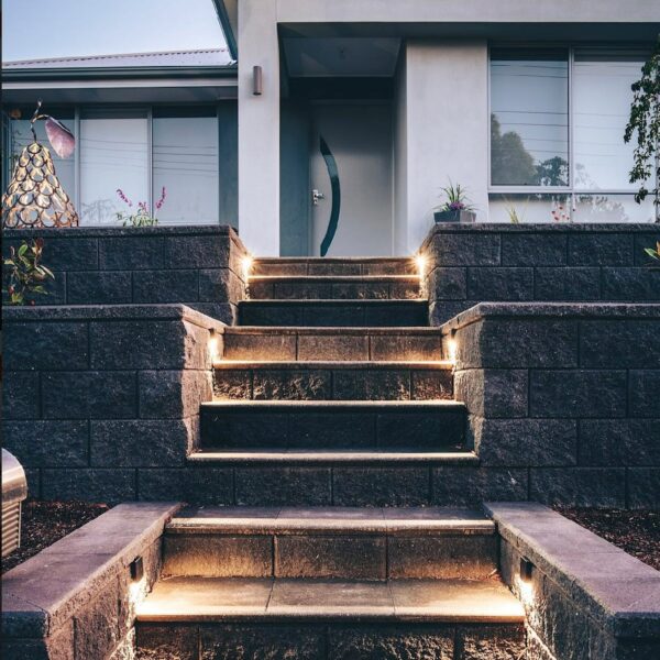 Versawall Blocks with steps lights Charcoal | Southern Earth Landscaping