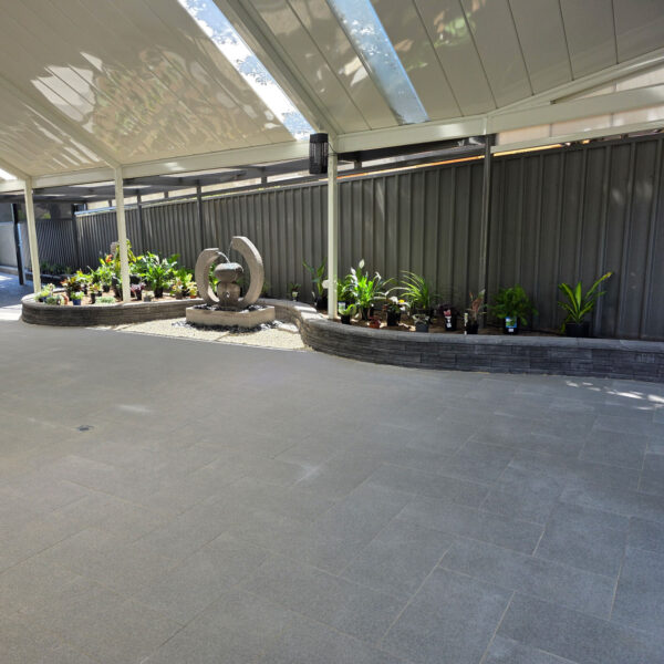 Stoneware 600x300 Ebony Granite | Havenbrick 50mm Charcoal | Dens Landscaping1