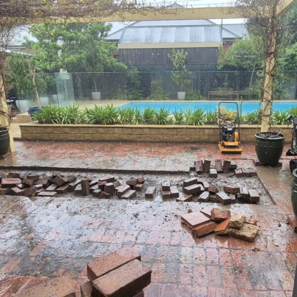 Classic Cream Travertine French Pattern | Precise Landscaping & Earthworths5
