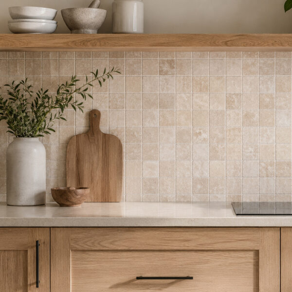 Travertine Tile 100x100 Kitchen Splashback Tiles Classic Cream